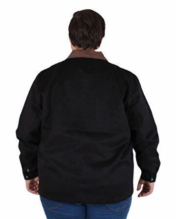 Starbattal Büyük Beden Gabardin Mont Chaqueta Abrigo 25902 SIYAH