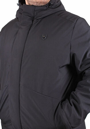 Starbattal Erkek Büyük Beden Kapüşonlu Mont Lujo 2504 SIYAH