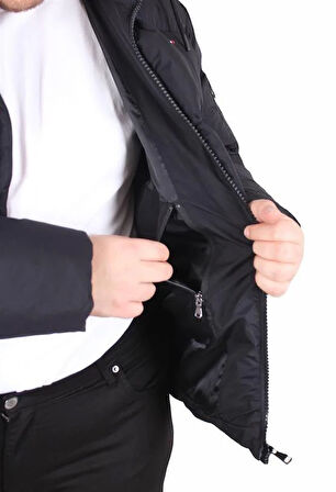 Starbattal Erkek Büyük Beden Kapüşonlu Mont Lusso 2505 SIYAH