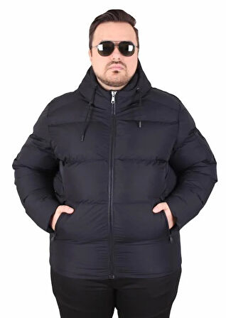 Starbattal Erkek Büyük Beden Kapüşonlu Mont Lusso 2505 SIYAH