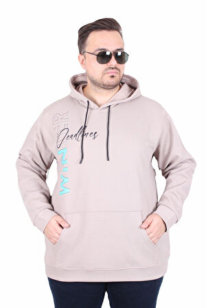 Starbattal Büyük Beden Kapüşonlu Sweat Double Face Winter 25700 BEJ