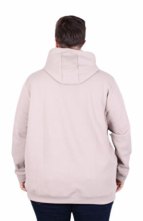 Starbattal Büyük Beden Kapüşonlu Sweat Double Face Winter 25700 BEJ