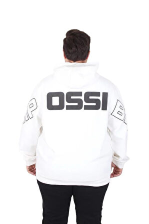 Starbattal Büyük Beden Kapüşonlu Fermuarlı Sweat Double Face Ossi 25705 EKRU