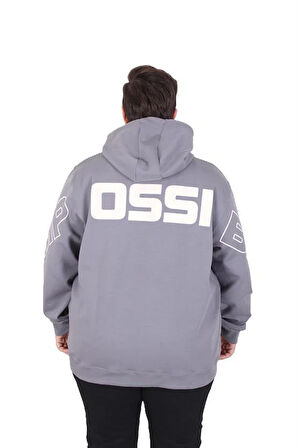 Starbattal Büyük Beden Kapüşonlu Fermuarlı Sweat Double Face Ossi 25705 FUME