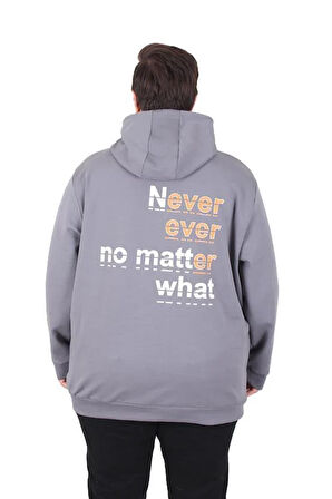 Starbattal Büyük Beden Kapüşonlu Sweat Double Face Never 25706 FUME