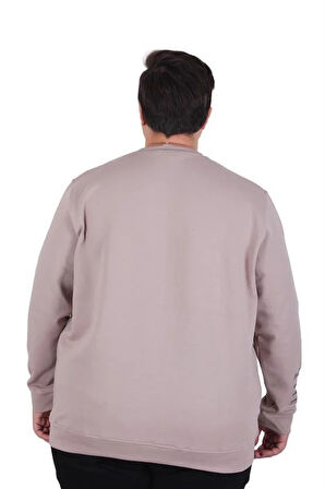 Starbattal Büyük Beden Bisiklet Yaka Sweat Double Face 25707 BEJ