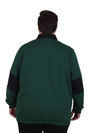 Starbattal Büyük Beden Polo Yaka Fermuarlı Sweat Double Face 25709 NEFTI