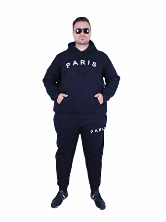 Starbattal Erkek Büyük Beden 3 İplik Eşofman Takım Paris TK25609 LACIVERT