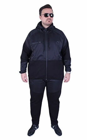 Starbattal Büyük Beden Double Face Sıvamalı Eşofman Takım M.G TK25608 SIYAH