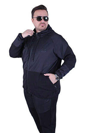 Starbattal Büyük Beden Double Face Sıvamalı Eşofman Takım M.G TK25608 SIYAH