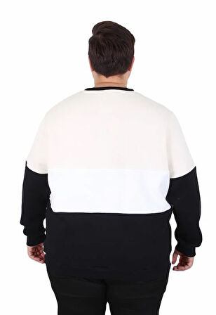 Starbattal Büyük Beden Bisiklet Yaka 3ip Sweat Chao Ku 25721 BEJ