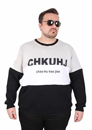 Starbattal Büyük Beden Bisiklet Yaka 3ip Sweat Chao Ku 25721 GRI