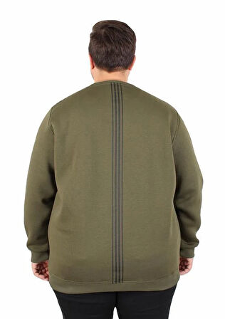 Starbattal Büyük Beden Bisiklet Yaka 3ip Sweat Possible 25719 HAKI