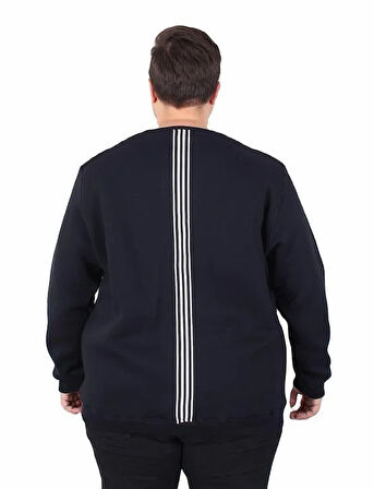 Starbattal Büyük Beden Bisiklet Yaka 3ip Sweat Possible 25719 LACIVERT