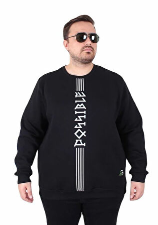 Starbattal Büyük Beden Bisiklet Yaka 3ip Sweat Possible 25719 SIYAH