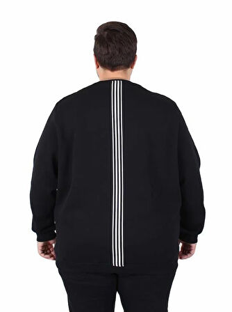 Starbattal Büyük Beden Bisiklet Yaka 3ip Sweat Possible 25719 SIYAH