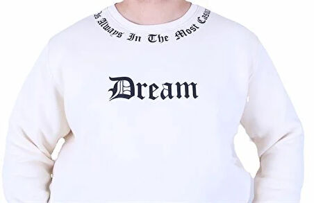 Starbattal Büyük Beden Bisiklet Yaka 3ip Sweat Dream 25715 BEJ