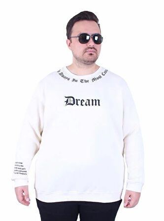 Starbattal Büyük Beden Bisiklet Yaka 3ip Sweat Dream 25715 BEJ