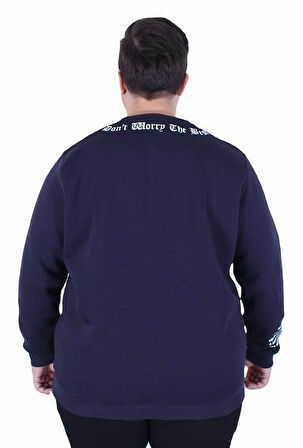 Starbattal Büyük Beden Bisiklet Yaka 3ip Sweat Dream 25715 LACIVERT