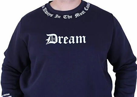 Starbattal Büyük Beden Bisiklet Yaka 3ip Sweat Dream 25715 LACIVERT