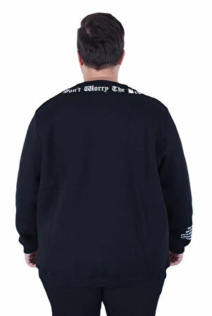 Starbattal Büyük Beden Bisiklet Yaka 3ip Sweat Dream 25715 SIYAH