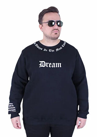 Starbattal Büyük Beden Bisiklet Yaka 3ip Sweat Dream 25715 SIYAH