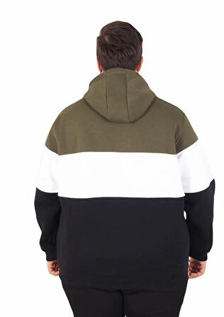 Starbattal Büyük Beden Kapüşonlu 3ip Sweat MG 25725 HAKI