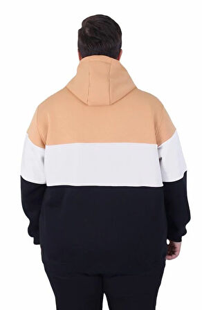 Starbattal Büyük Beden Kapüşonlu 3ip Sweat MG 25725 TABA