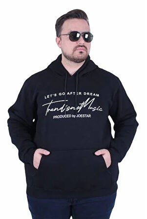 Starbattal Büyük Beden 3ip Kapüşonlu Sweat Let's Go 25720 SIYAH