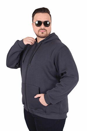 Starbattal Büyük Beden Unisex Kapüşonlu 3ip Sweat 11701 FUME