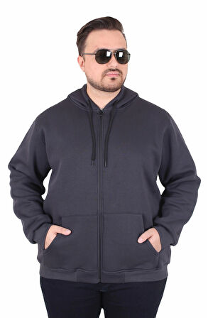 Starbattal Büyük Beden Unisex Kapüşonlu 3ip Sweat 11701 FUME