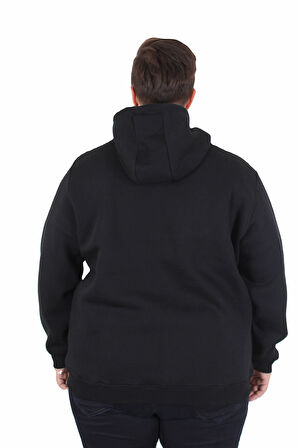 Starbattal Büyük Beden Unisex Kapüşonlu 3ip Sweat 11701 SIYAH