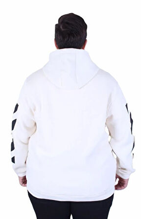 Starbattal Büyük Beden Kapüşonlu Fermuarlı 3ip Sweat MG 25718 BEJ