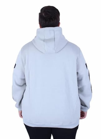 Starbattal Büyük Beden Kapüşonlu Fermuarlı 3ip Sweat MG 25718 GRI