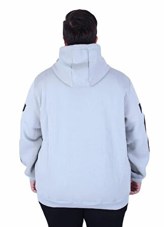 Starbattal Büyük Beden Kapüşonlu Fermuarlı 3ip Sweat MG 25718 GRI