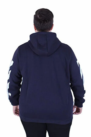 Starbattal Büyük Beden Kapüşonlu Fermuarlı 3ip Sweat MG 25718 LACIVERT