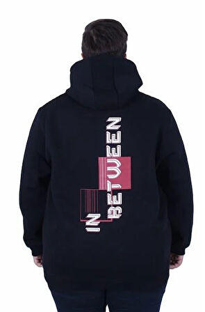 Starbattal Büyük Beden Kapüşonlu Fermuarlı 3ip Sweat İn Between 25717 LACIVERT