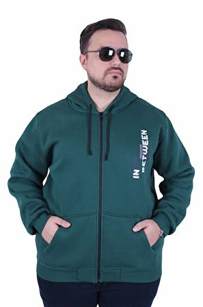 Starbattal Büyük Beden Kapüşonlu Fermuarlı 3ip Sweat İn Between 25717 NEFTI