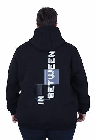 Starbattal Büyük Beden Kapüşonlu Fermuarlı 3ip Sweat İn Between 25717 SIYAH