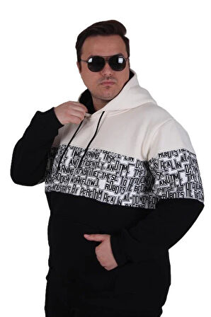 Starbattal Büyük Beden Kapüşonlu 3ip Sweat Transforming 25713 BEJ