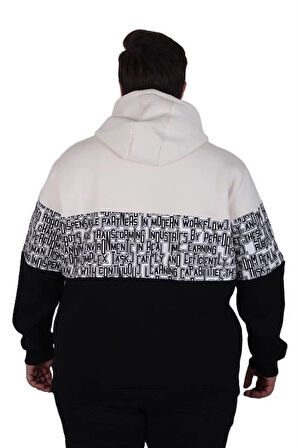 Starbattal Büyük Beden Kapüşonlu 3ip Sweat Transforming 25713 BEJ