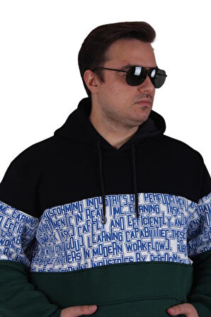 Starbattal Büyük Beden Kapüşonlu 3ip Sweat Transforming 25713 LACIVERT