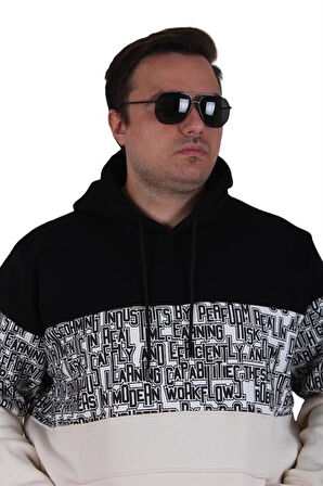 Starbattal Büyük Beden Kapüşonlu 3ip Sweat Transforming 25713 SIYAH