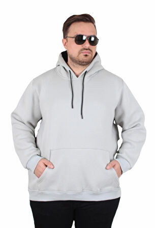 Starbattal Büyük Beden Erkek Basic Sweat Kapüşonlu 11700 GRI