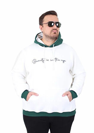 Starbattal Büyük Beden Kapüşonlu 3ip Sweat Beauty 25714 EKRU