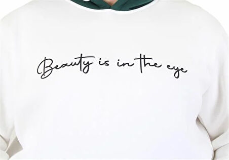 Starbattal Büyük Beden Kapüşonlu 3ip Sweat Beauty 25714 EKRU