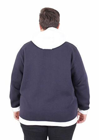 Starbattal Büyük Beden Kapüşonlu 3ip Sweat Beauty 25714 LACIVERT