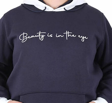 Starbattal Büyük Beden Kapüşonlu 3ip Sweat Beauty 25714 LACIVERT