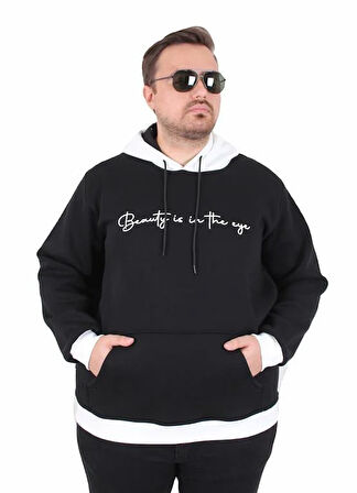 Starbattal Büyük Beden Kapüşonlu 3ip Sweat Beauty 25714 SIYAH