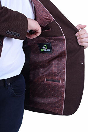 Starbattal Erkek Büyük Beden 4 Drop Blazer Şönili Ceket 500602 KAHVERENGİ